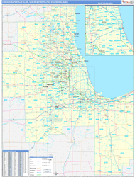 Chicago-Naperville-Elgin Metro Area Wall Map Basic Style 2026